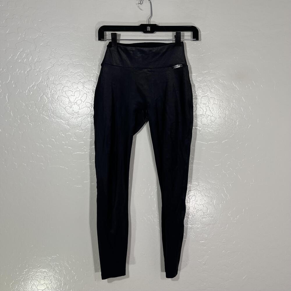 Bombshell Sportswear Leggings Womens S Black High Rise Ankle Shiny Yoga Gym